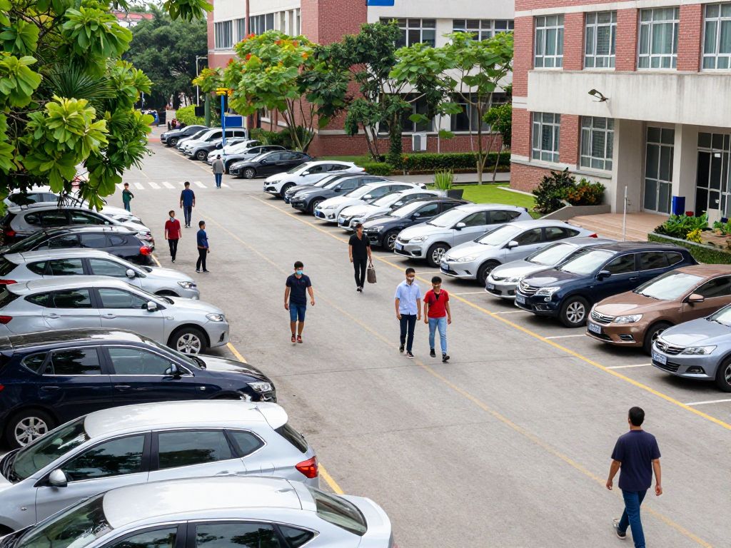 Students navigating a vibrant campus with increased parking access