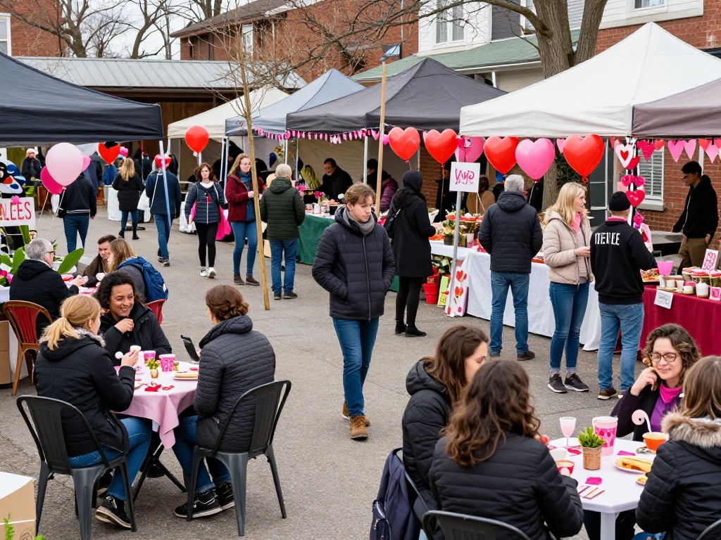 Community members participating in Valentine's Day events in East Texas.