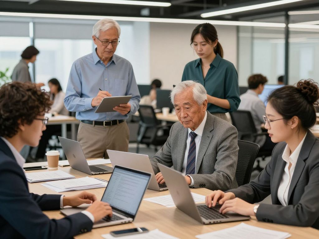 Diverse veterans collaborating in a business environment