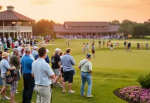 Players competing at the All-American Intercollegiate Golf Tournament at Golf Club of Houston.