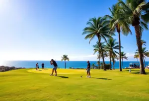 Golfers competing at the Cabo Collegiate in Cabo San Lucas, Mexico