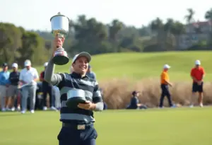 Golf winner celebrating at the Houston Open