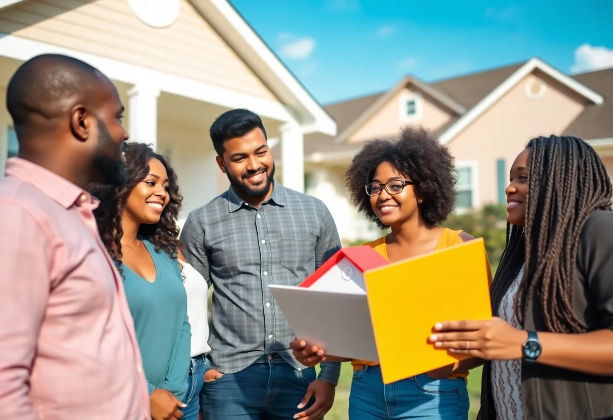 Group of first-time buyers evaluating a real estate listing in Houston