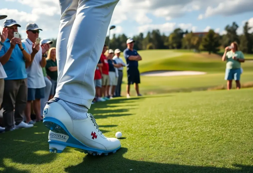 Professional golfer wearing custom cleats at Texas Children's Houston Open.