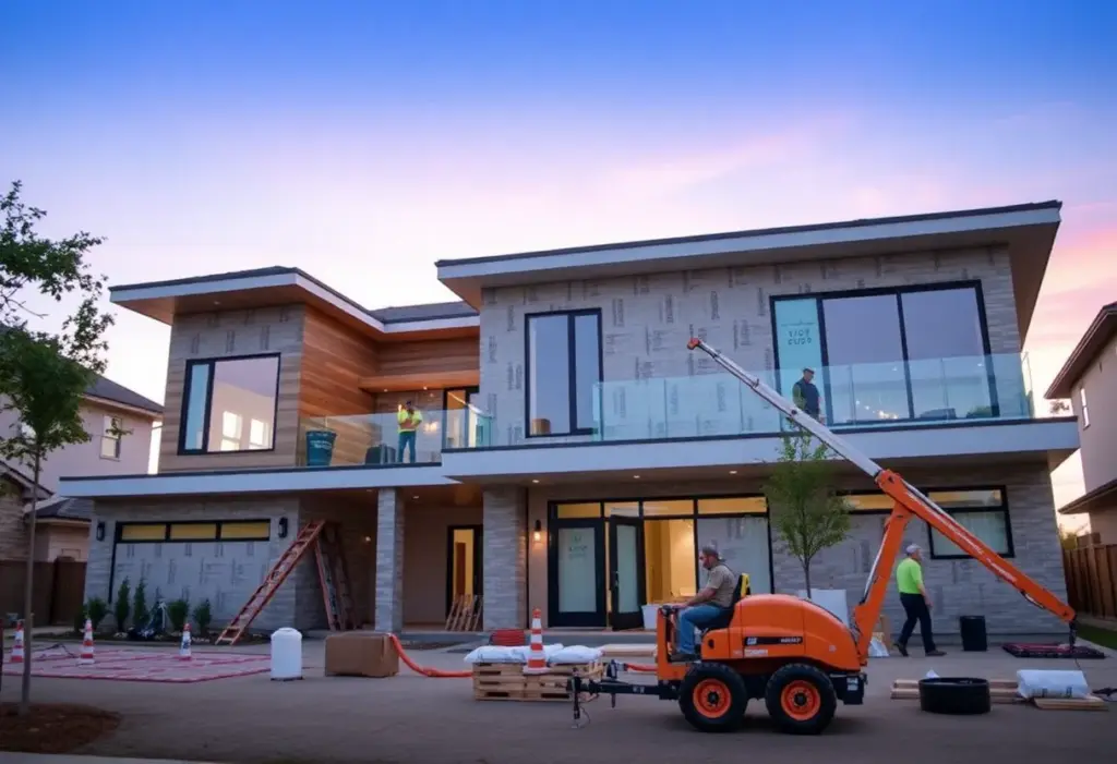 Construction site of a new home in Houston, TX