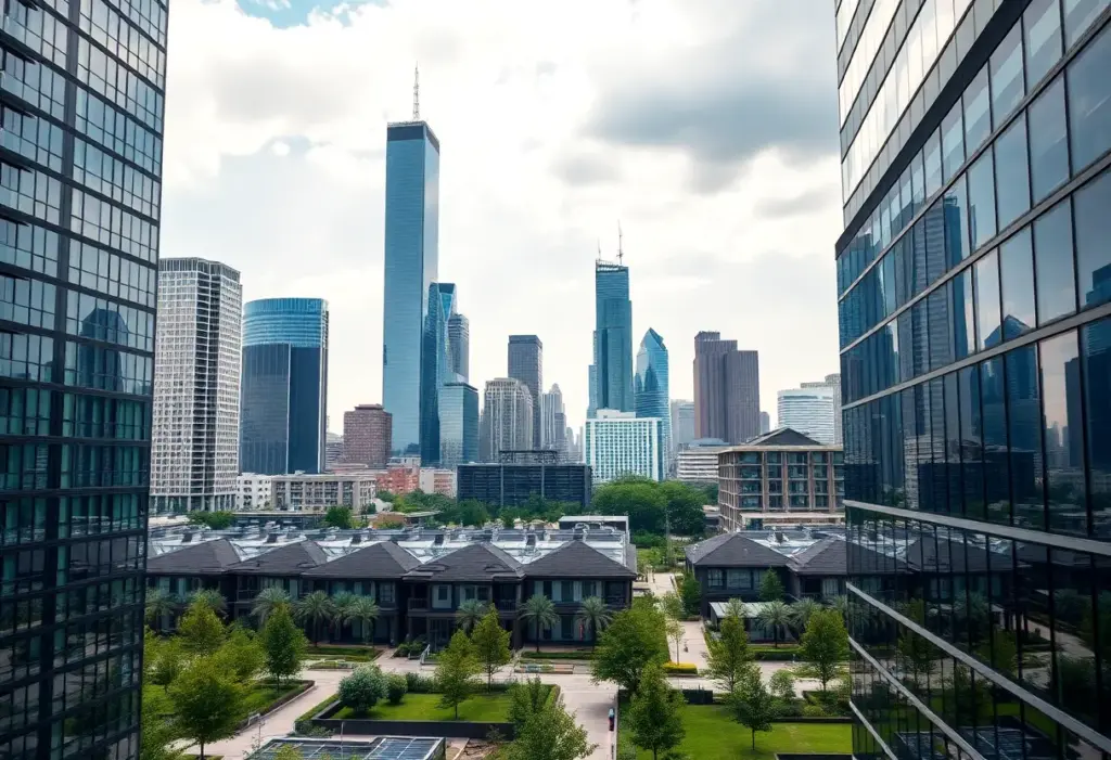 Houston skyline with new homes and construction
