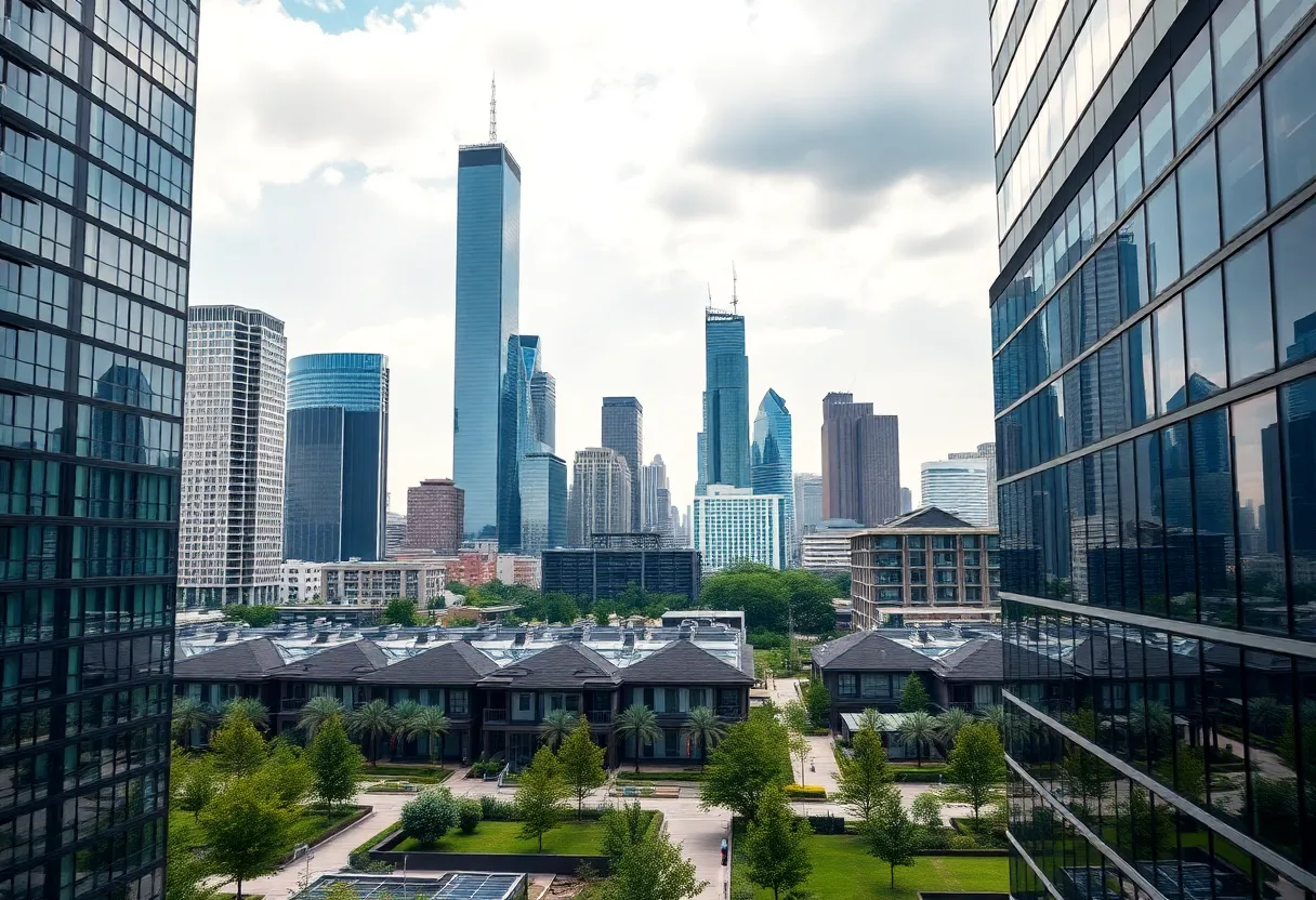Houston skyline with new homes and construction