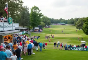 Golf tournament at Memorial Park featuring families and attendees enjoying the event