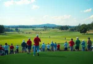 Golfers on a course at the Louisiana Classics tournament.