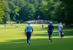 Golfers playing at Memorial Park Golf Course during Texas Children's Houston Open