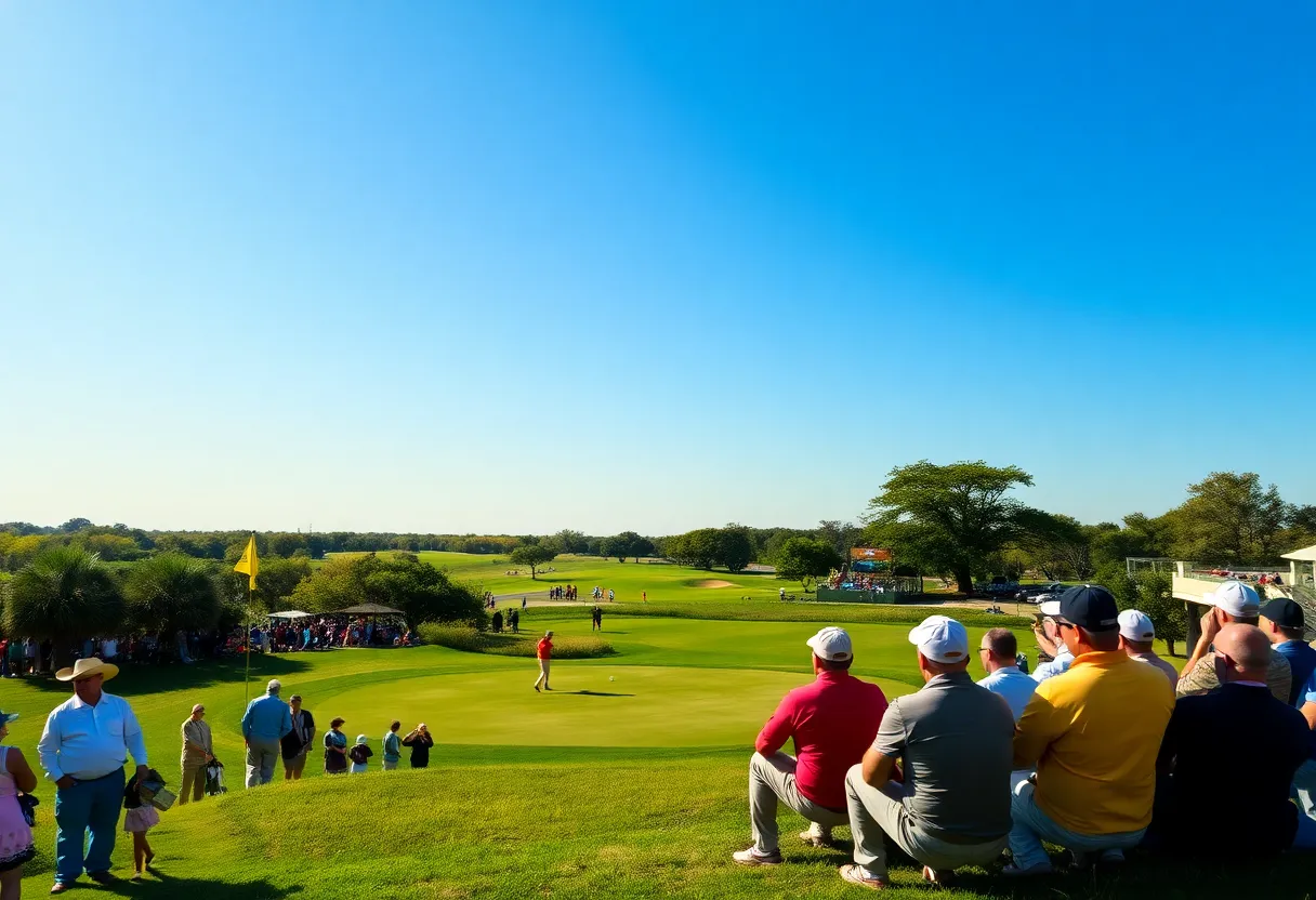 Golf tournament at Texas Children's Houston Open with lively atmosphere
