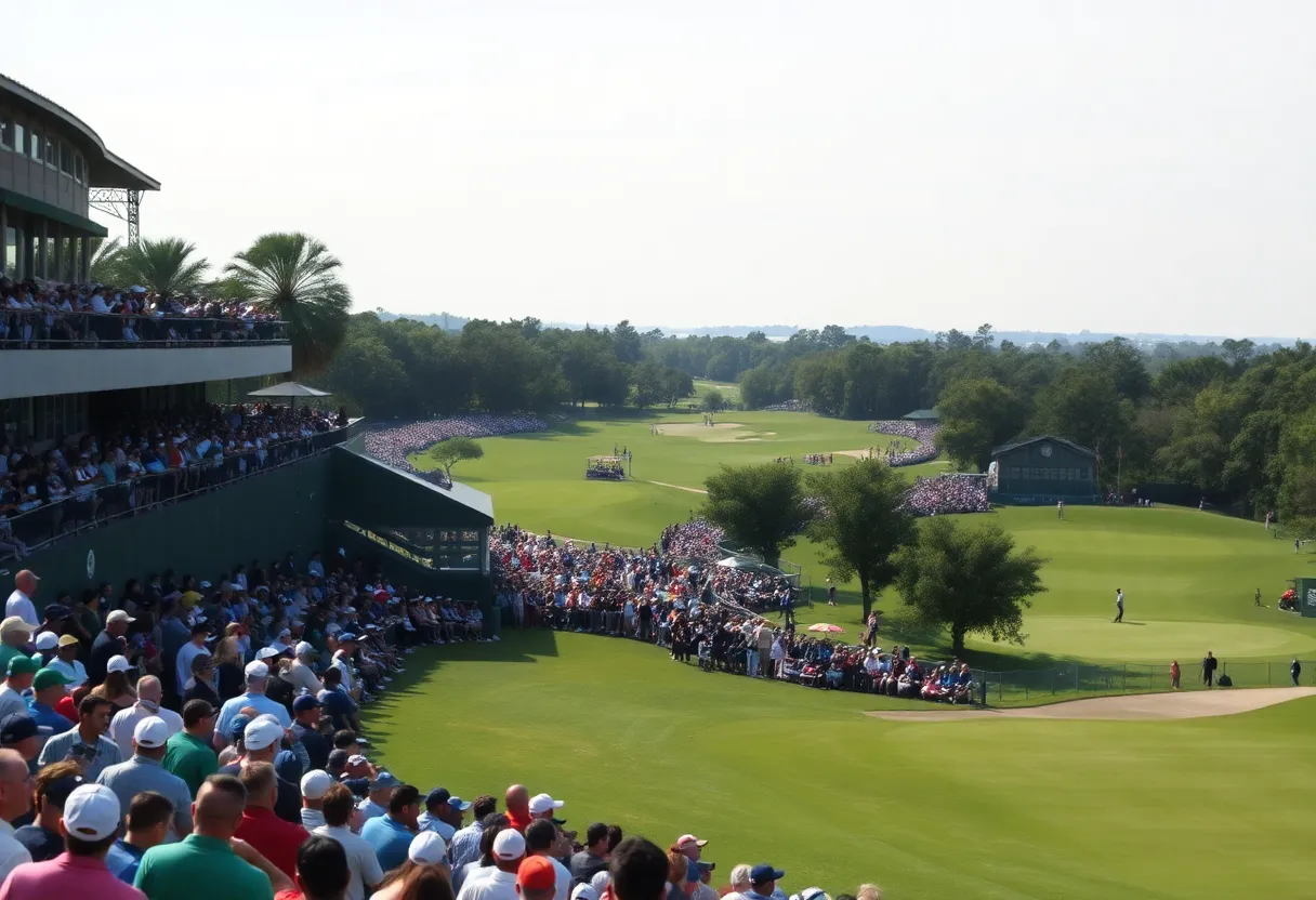 Golfers and spectators at the Texas Children's Houston Open