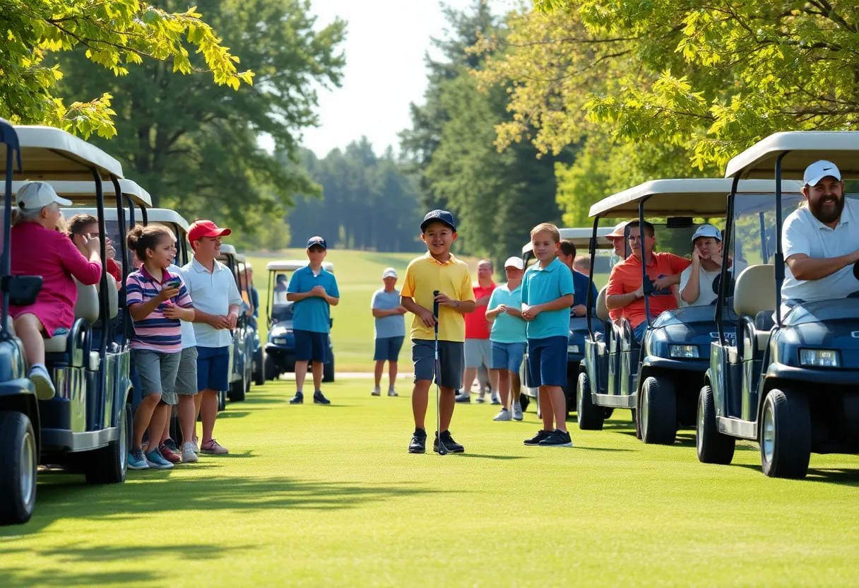 Young children participating in a joyful golf event at Texas Children's Houston Open.