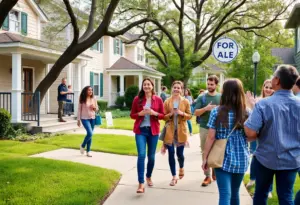 First-time buyers attending an open house in Houston.